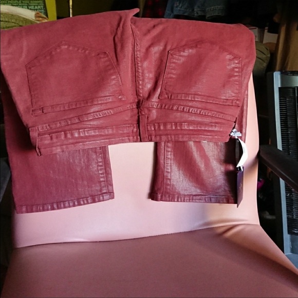 NEW jeans 12 NYD slimming fit maroon metalic stret - Picture 1 of 2